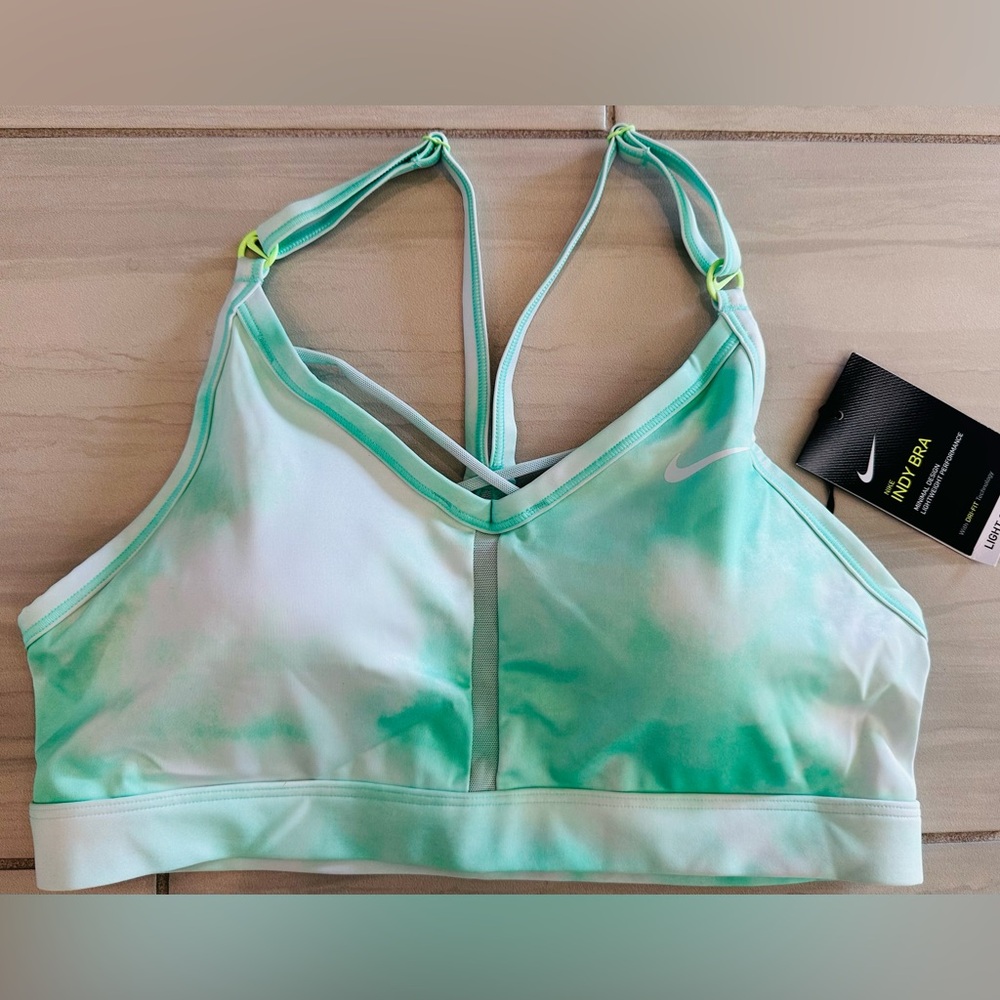 NWT Nike Green Tie-Die Indy Sports Bra with Criss-Cross Back Women’s Size Large